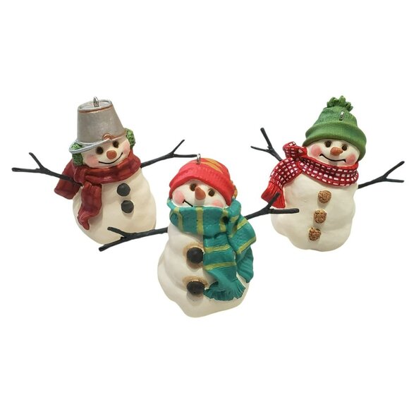 3 Hallmark Keepsake Snowmen Of Mitford Ornaments Christmas Holiday Snowman 1999 - Picture 3 of 12